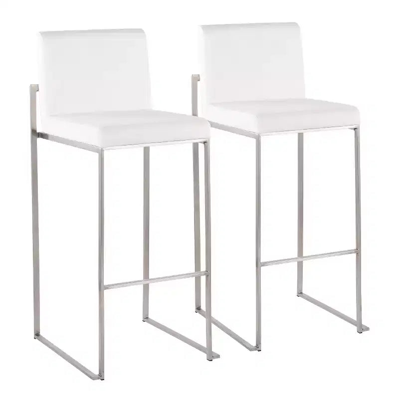 Set di 2 sgabelli da bar alti in velluto | Telaio in acciaio inossidabile | Altezza seduta 79 cm | 113 kg