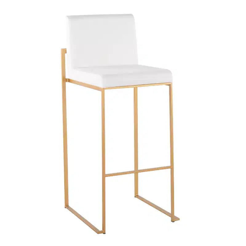 Set di 2 sgabelli da bar alti in velluto con gambe dorate | Struttura in acciaio | Altezza seduta 79 cm