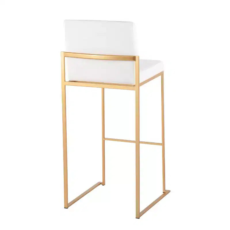 Set di 2 sgabelli da bar alti in velluto con gambe dorate | Struttura in acciaio | Altezza seduta 79 cm