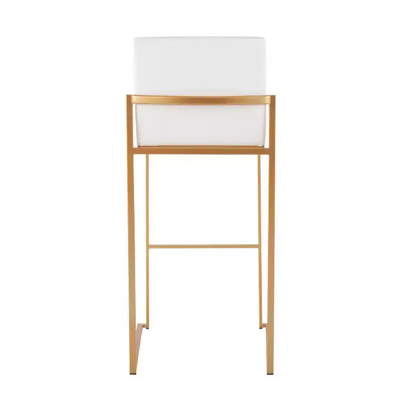 Set di 2 sgabelli da bar alti in velluto con gambe dorate | Struttura in acciaio | Altezza seduta 79 cm