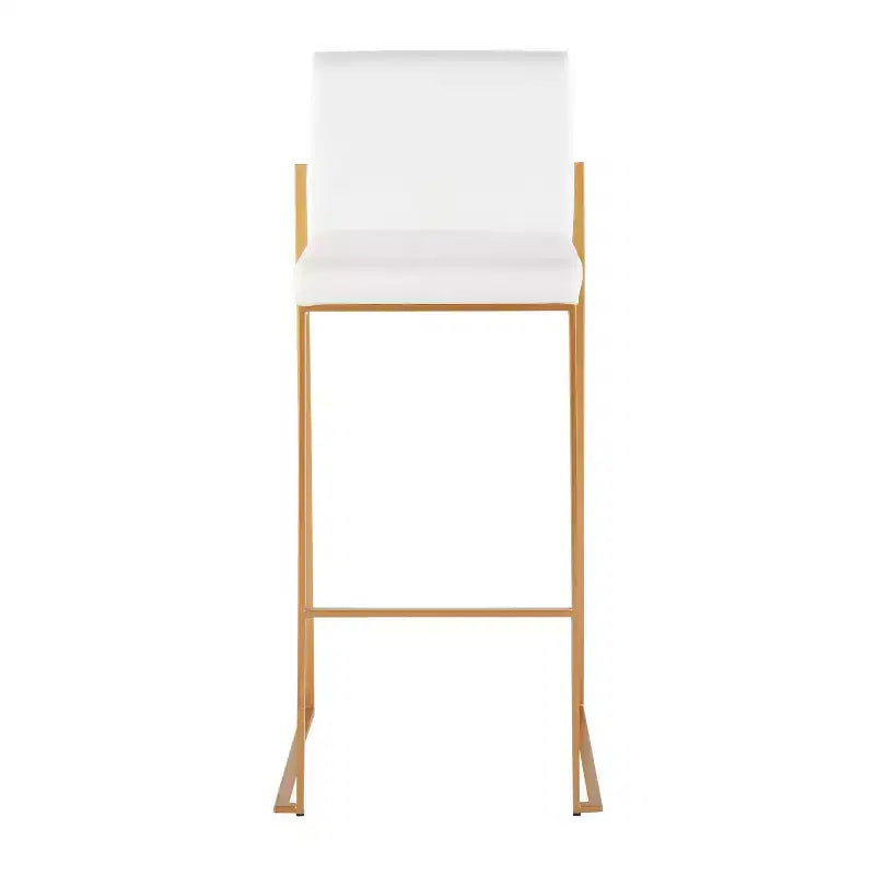 Set di 2 sgabelli da bar alti in velluto con gambe dorate | Struttura in acciaio | Altezza seduta 79 cm