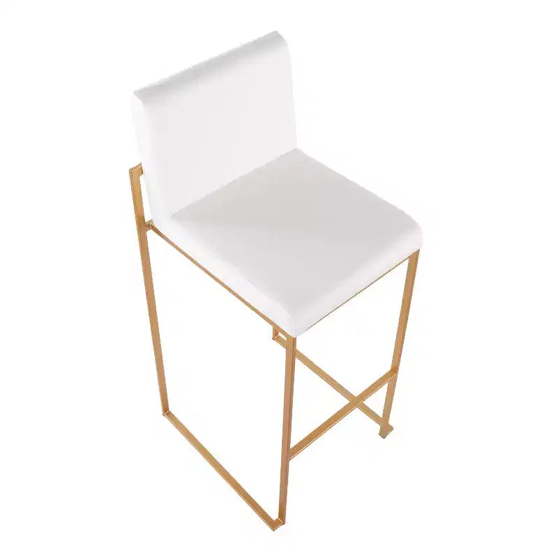 Set di 2 sgabelli da bar alti in velluto con gambe dorate | Struttura in acciaio | Altezza seduta 79 cm